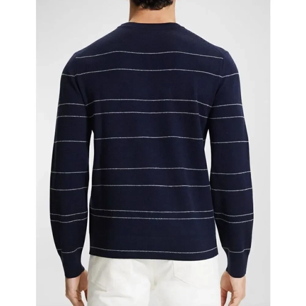 Theory Men's Kenny Striped Wool Sweater in Navy Stripes NWT Size XXL